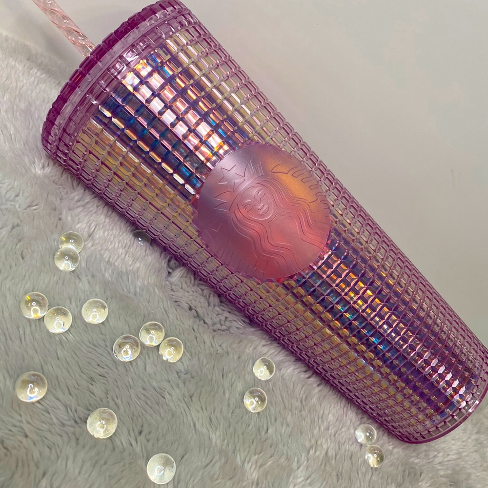 Starbucks NEW Pink Grid Cold Cup (24oz) - Picture 1 of 12
